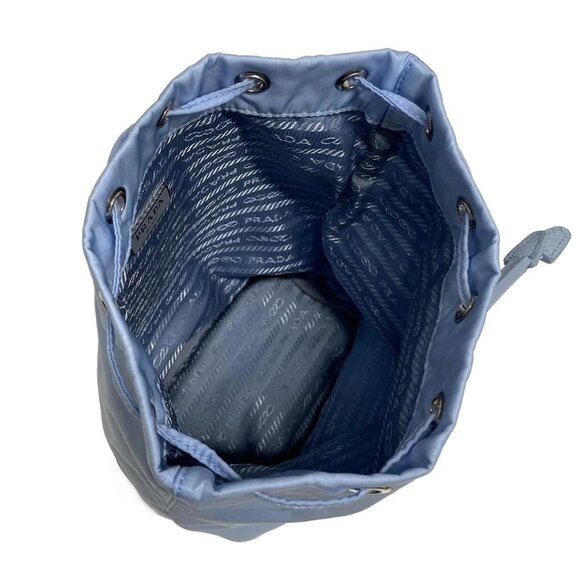 Auth PRADA - Light Blue Nylon Leather Pouch - Picture 7 of 8